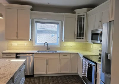 kitchen remodel with modern white cabinetry