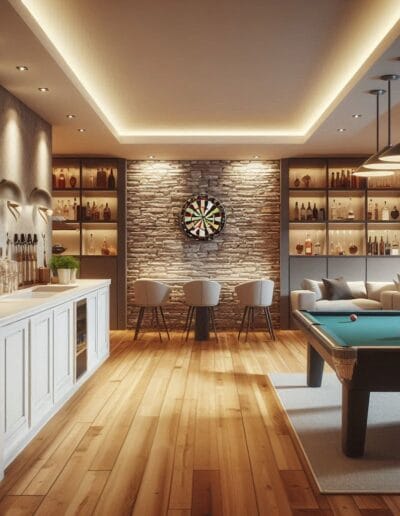 Basement design of a gaming room